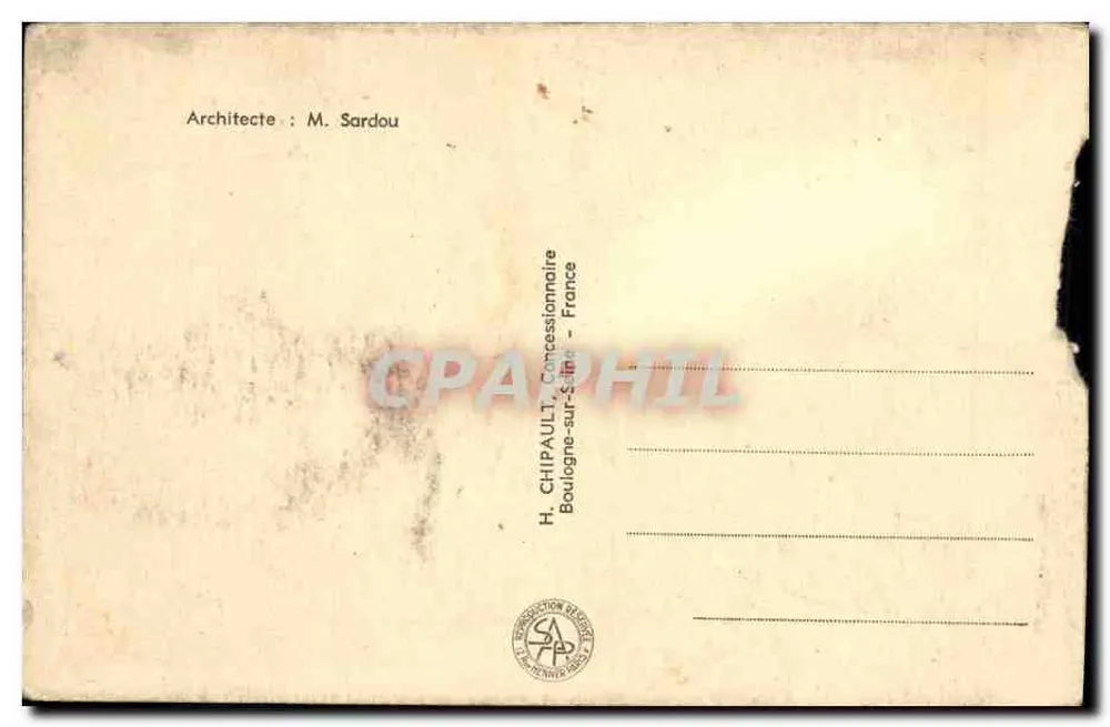 Pavillon du Tourisme — Exposition Internationale Paris 1937 — éditeur H. CHIPAULT, Boulogne-sur-Seine - Verso