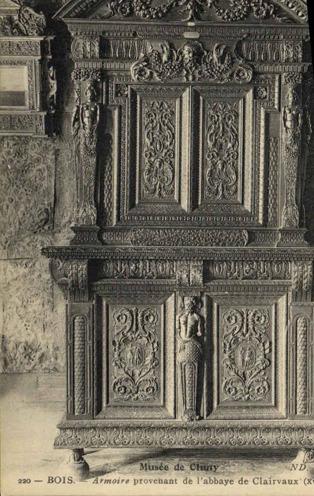 Holzschrank — Musée de Cluny — aus der Abtei Clairvaux (15. Jahrhundert) - Vorderseite