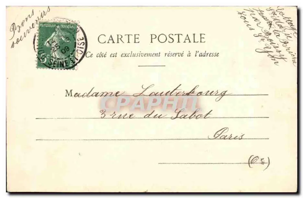 Saint-Sulpice de Favières — Der Große Portal — Librairie A. Routroue, Dourdan (S.-et-O.) - Rückseite