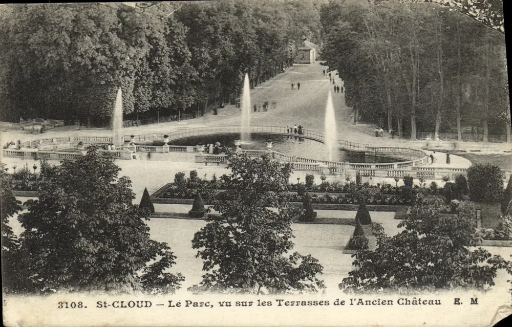 St-Cloud — Der Park, Ansicht von den Terrassen des Alten Schlosses — E. M. Nr. 3108 - Vorderseite