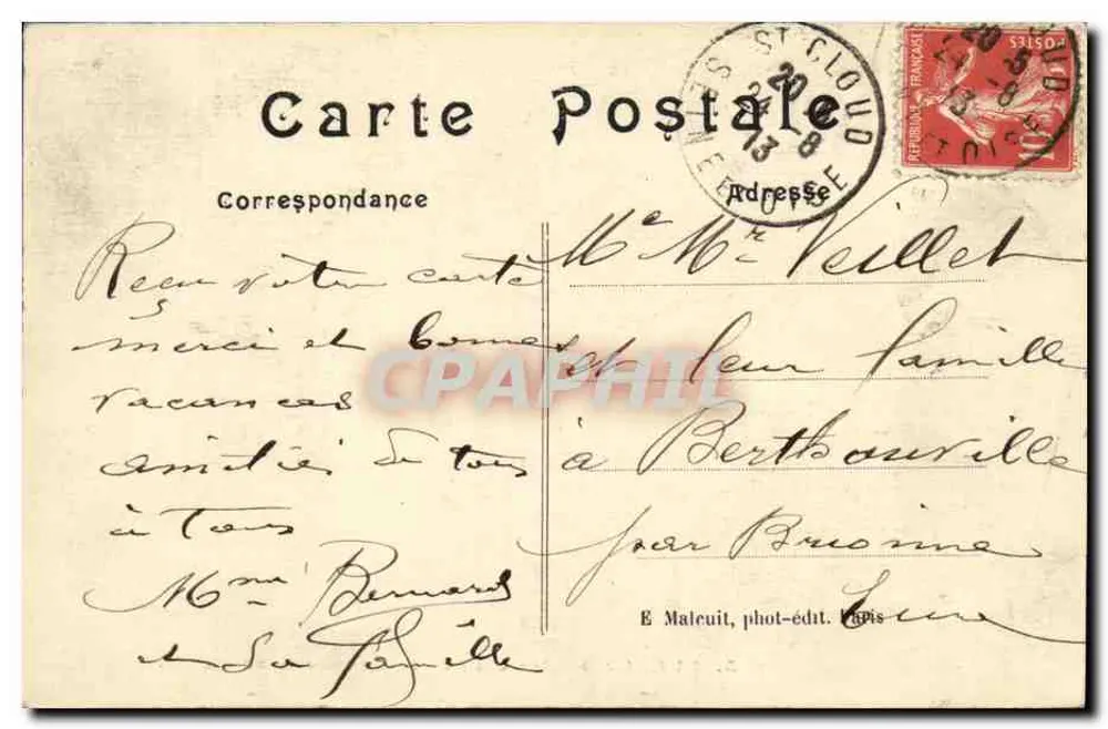 St-Cloud — Um canto da Grande Cascata — E.M. n°1015 - Verso