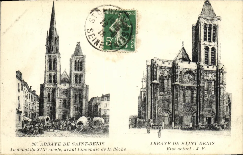 Abadia de Saint-Denis — Comparação histórica — Fototipo Baudinière, n°30 - Frente