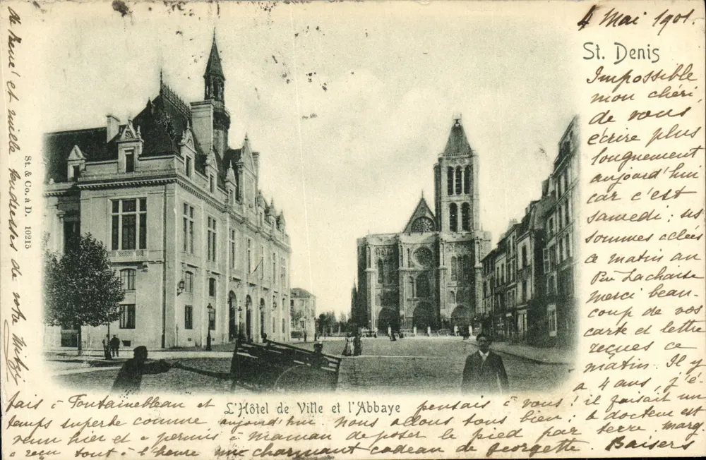 Saint-Denis — Das Rathaus und das Kloster — St. & Co. & D. n° 19213 - Vorderseite