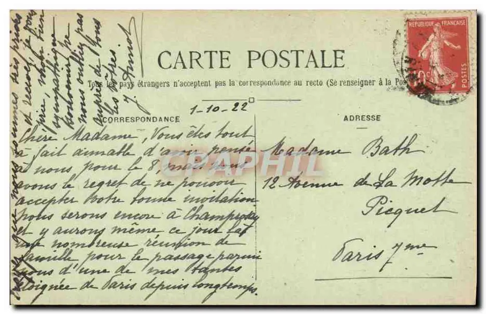 Foresta di SÉNART (S.&O.) — Il Cipresso d'Antin — Col. Prade - Verso