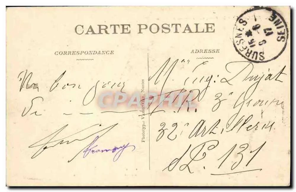 Suresnes. Der Brücke, künstlerische Ansicht — Phototypie Vassé, Nantes, n°74 - Rückseite