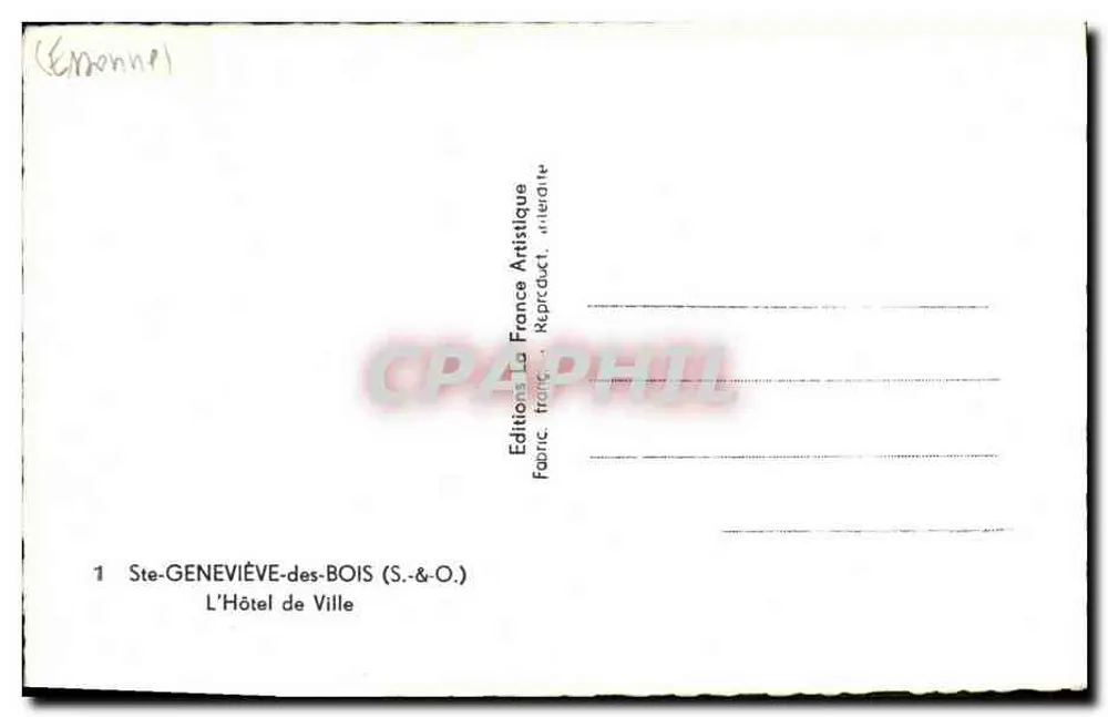 Ste-Geneviève-des-Bois — Das Rathaus — Editions La France Artistique - Rückseite