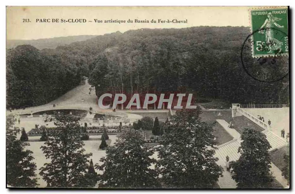 PARC DE ST-CLLOUD — Künstlerische Ansicht des Bassins du Fer-à-Cheval — Verleger nicht sichtbar, Seriennummer 213 - Vorderseite