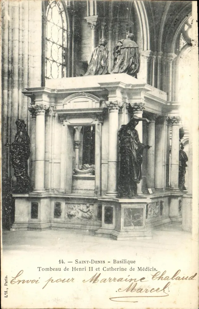 Saint-Denis — Basilika — Grabmal von Henri II und Catherine de' Medici — L.H., Paris, n°14 - Vorderseite