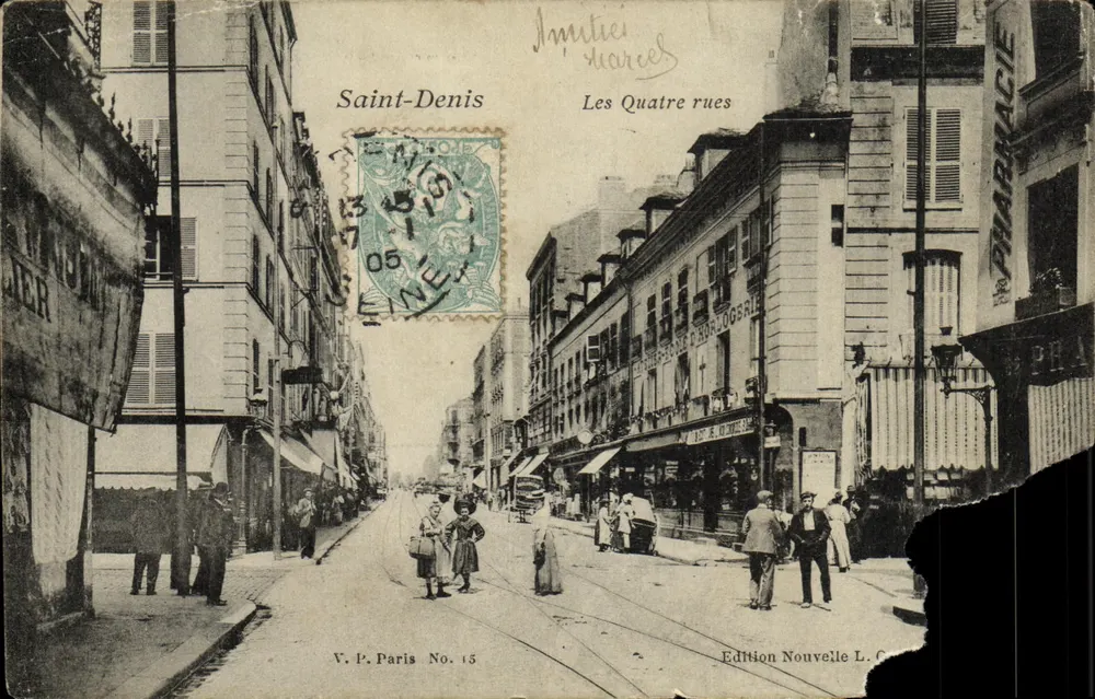 Saint-Denis — Les Quatre rues — Edition Nouvelle L. C. No. 15 - Frente