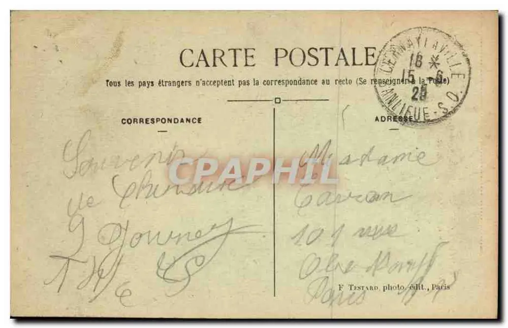 Tal der Chevreuse — Die Yvette nahe St-Rémy — F. Testard, Paris - Rückseite