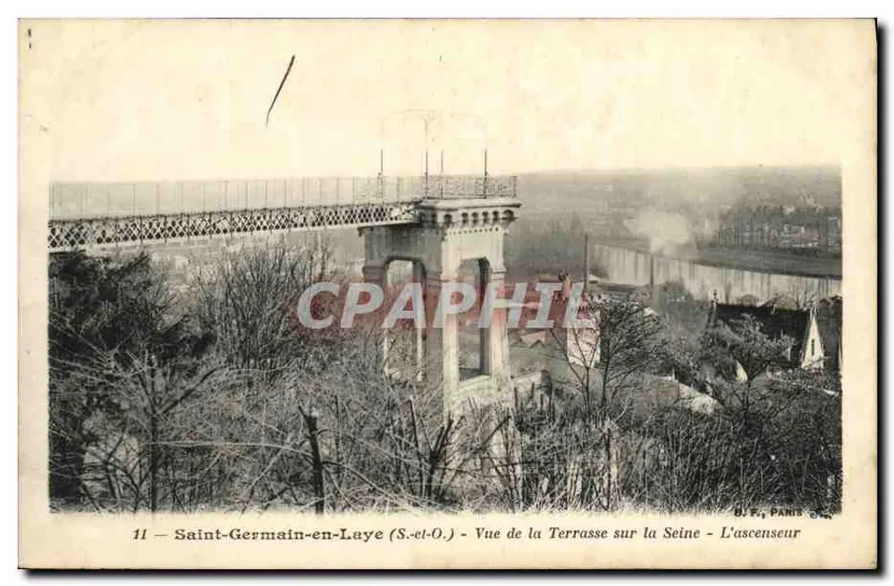 Saint-Germain-en-Laye (S.-et-O.) — Ansicht der Terrasse über die Seine — Der Aufzug — B. F. PARIS - Vorderseite