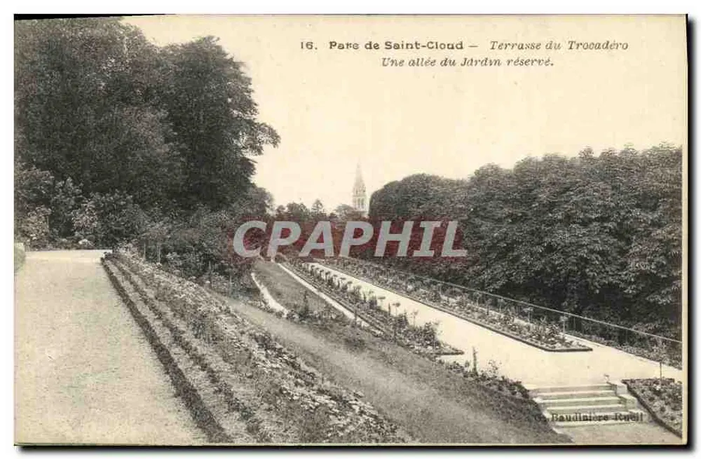Park von Saint-Cloud — Terrasse des Trocadéro — Verleger Baudinière-Kneil, Nr. 16 - Vorderseite