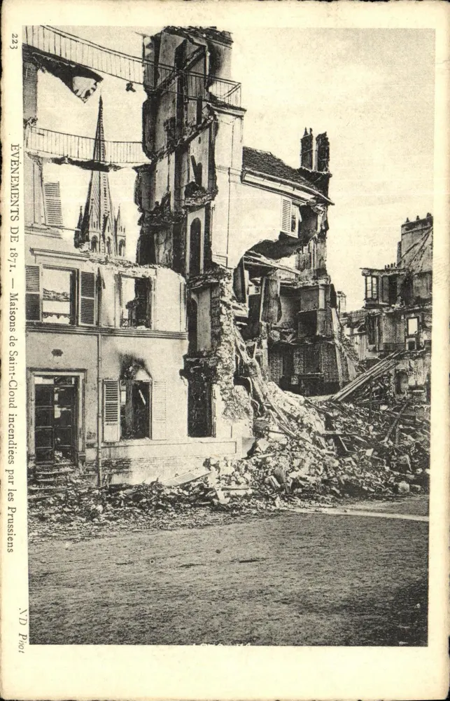Häuser von Saint-Cloud, zerstört durch die Preußen — Ereignisse von 1870 — N.D. Phot. - Vorderseite