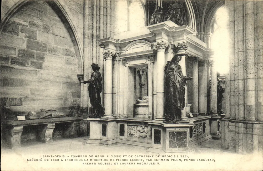 Saint-Denis — Grabmal von Henri II (1559) und Catherine de Médicis (1589) — Phototype A. Bug Trenand, Paris - Vorderseite