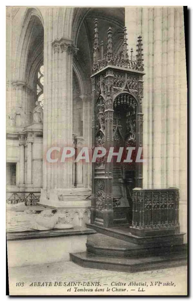 Abadia de Saint-Denis — Claustro Abbatial e Túmulo no Coro — LL, Século XVI - Frente