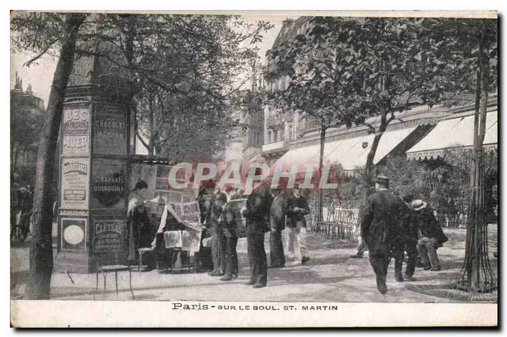 Paris-sur-le-Boul. St. Martin — Straßenszene mit Zeitungskiosk — Cletera's - Vorderseite