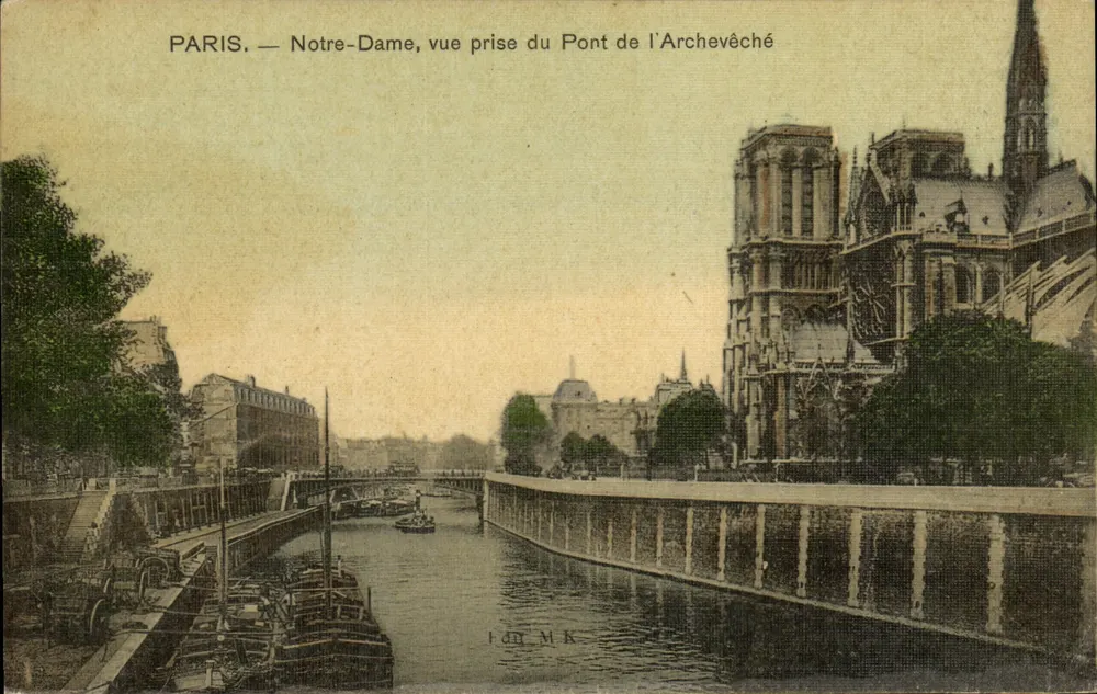 PARIS. — Notre-Dame, Ansicht vom Pont de l'Archevêché — Verlag M.K. - Vorderseite