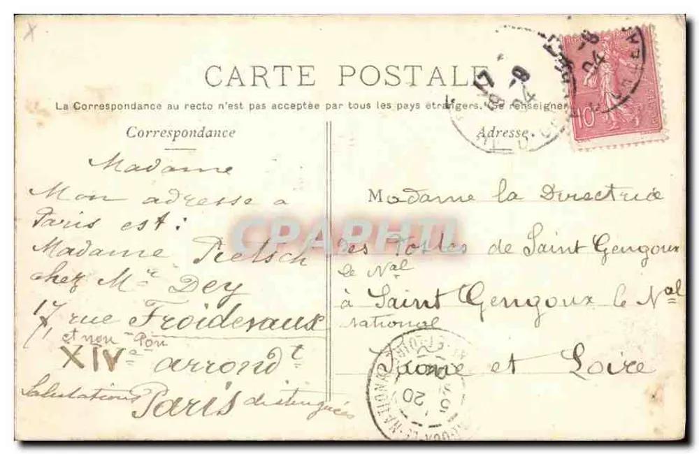 París — Observatorio del Parque Montsouris — P. Marmuse, París, n° 271 - Reverso