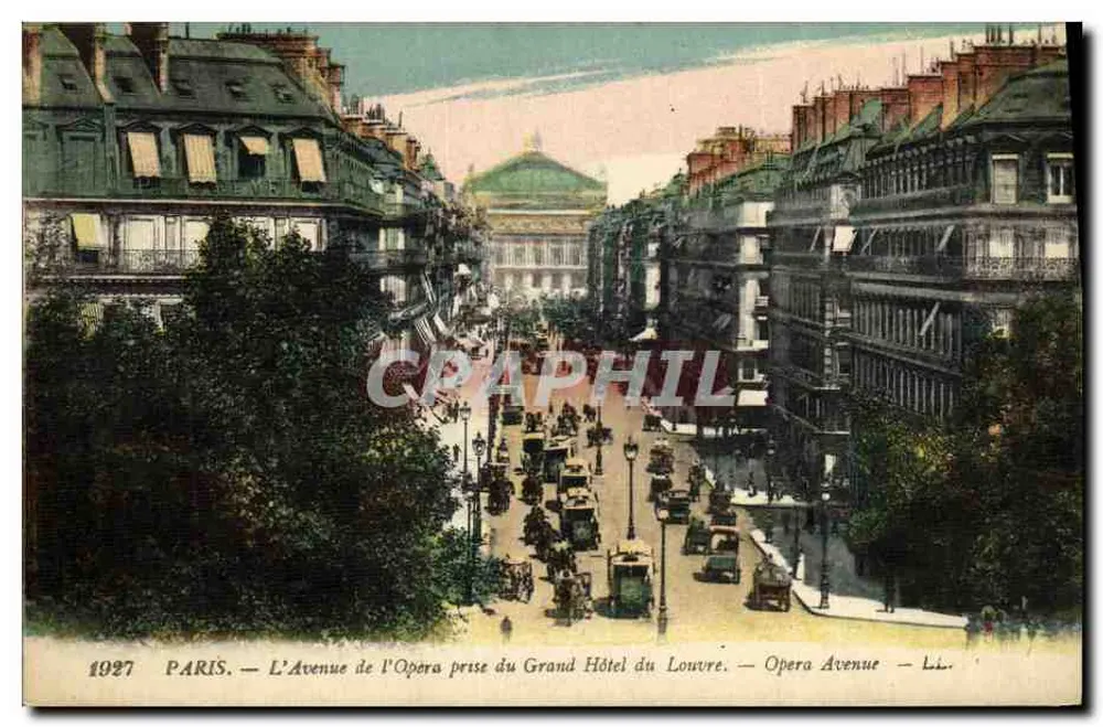 Paris — Ansicht der Avenue de l'Opéra vom Grand Hôtel du Louvre — LL. - Vorderseite