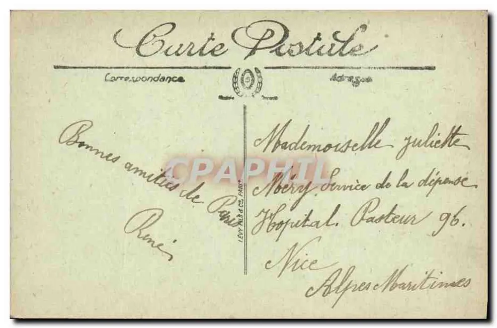 Paris — Ansicht der Avenue de l'Opéra vom Grand Hôtel du Louvre — LL. - Rückseite