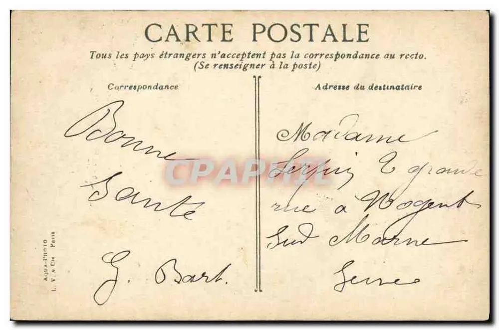 Paris — O Ponte Alexandre III — L.V. & Cie, n° 859 - Verso