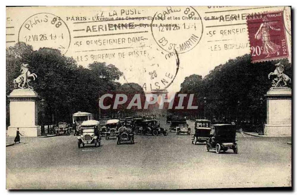 Paris - A Avenida dos Campos Elísios e os Cavalos de Marly — Éditions Artistiques LIP - Frente