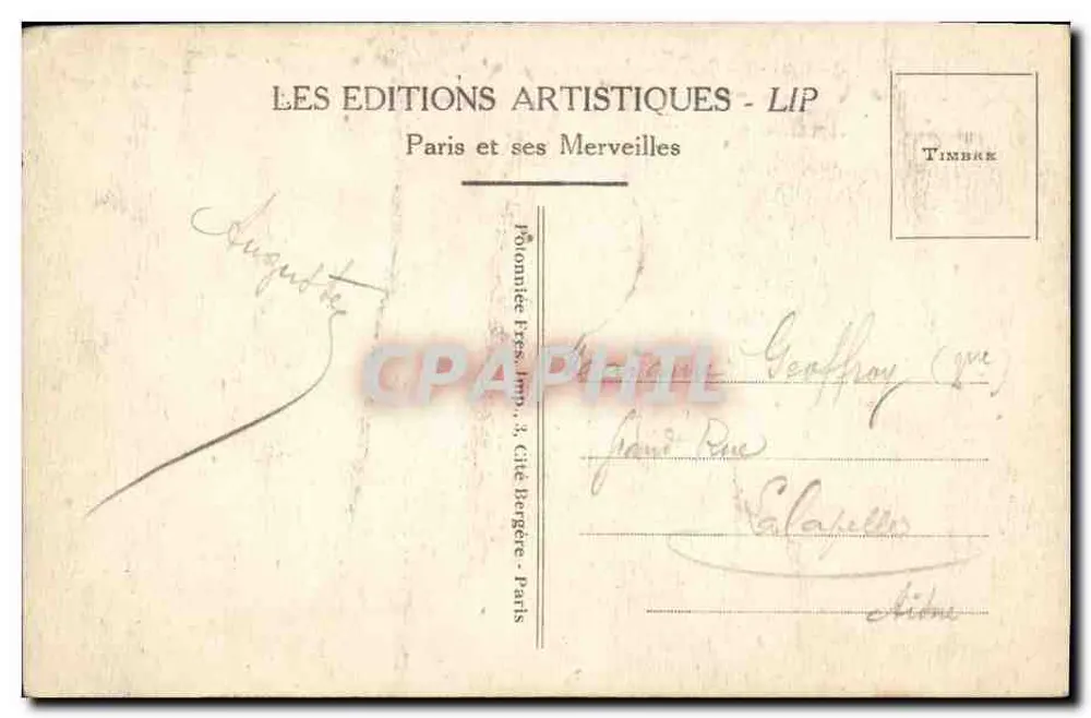 Paris - A Avenida dos Campos Elísios e os Cavalos de Marly — Éditions Artistiques LIP - Verso