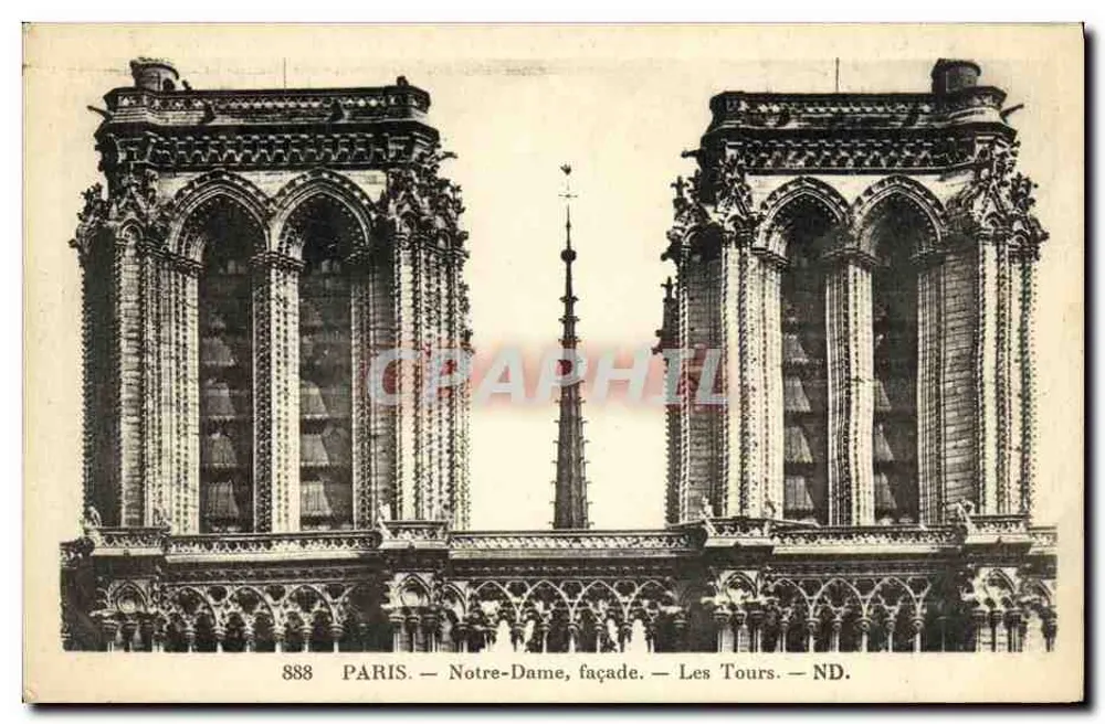 Paris — Catedral de Notre-Dame, fachada — As Torres — ND. — N° 888 - Frente