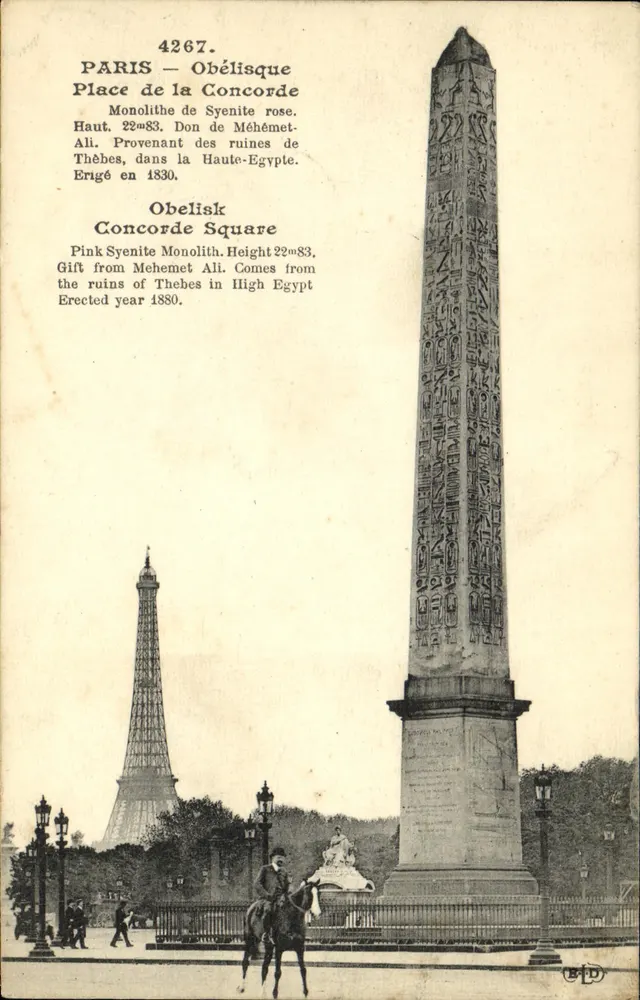 Parigi — Obelisco della Concorde — Editore B.D. n°4267 - Recto