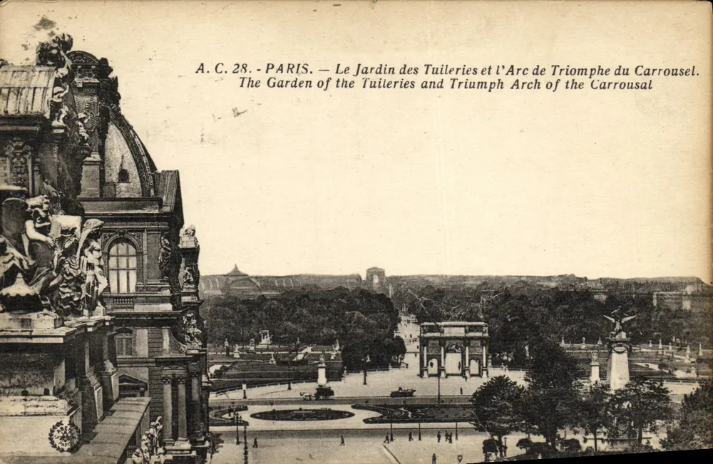 Paris — Ansicht des Tuileries-Gartens und des Arc de Triomphe du Carrousel — A.C. 28 - Vorderseite