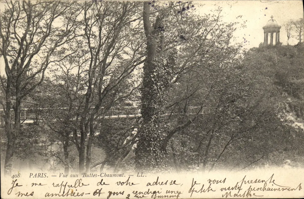 Paris — Vista nas Buttes-Chaumont — LL. n°408 - Frente
