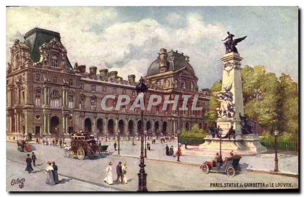 Paris. Estátua de Gambetta e o Louvre — Oilette, n°110 - Frente