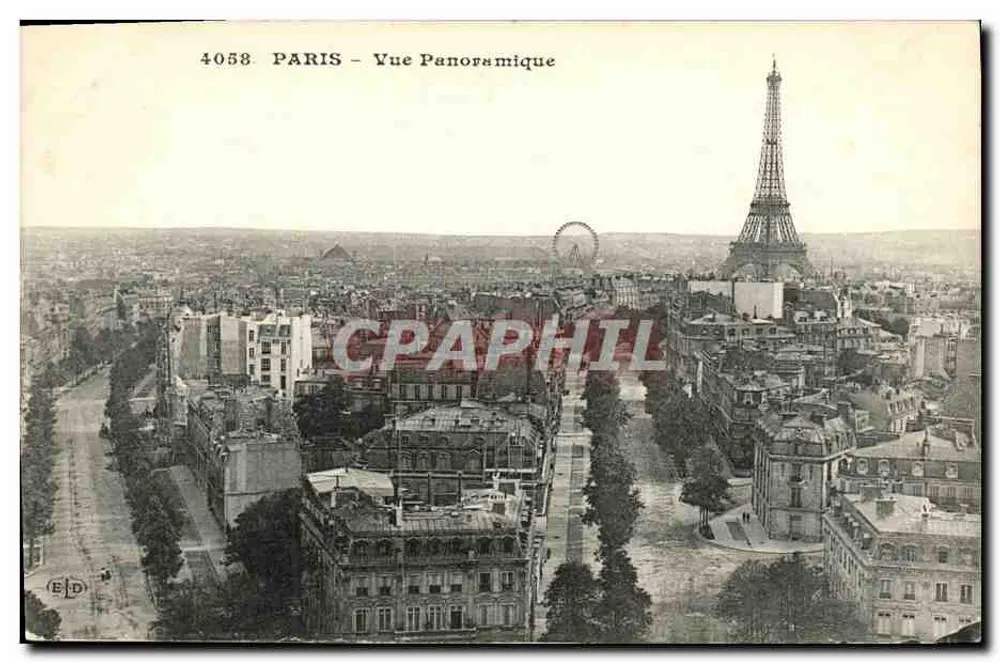 Paryż – Widok panoramiczny — Wydawca E.D. n°4058 - Awers