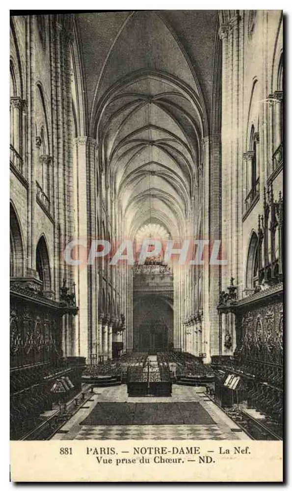 PARIS — NOTRE-DAME — Die Kirchenschiff. Ansicht vom Chor — Verlag: A. de Autremont, Paris. - Vorderseite