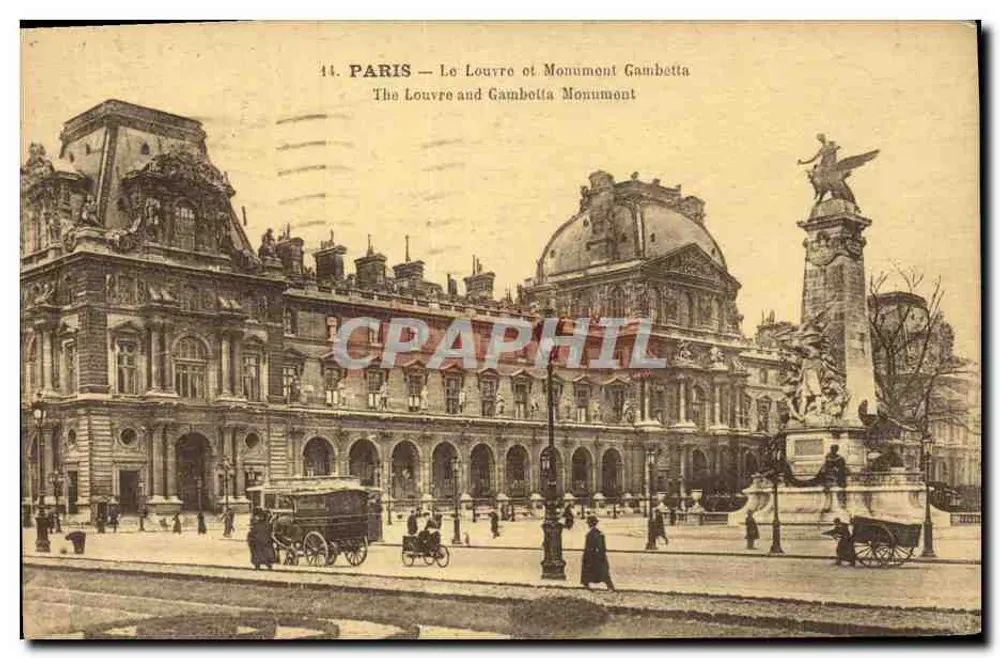 Paris — O Louvre e Monumento Gambetta — Editor não identificado, n° de série 11 - Frente