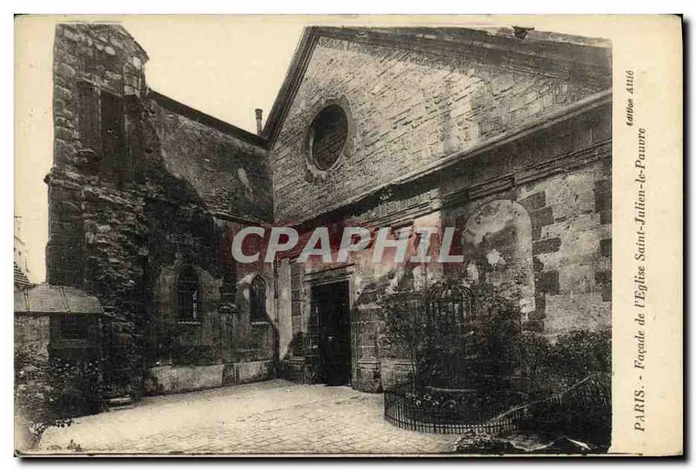 Paris - Fassade der Kirche Saint-Julien-le-Pauvre — Edition Attié - Vorderseite