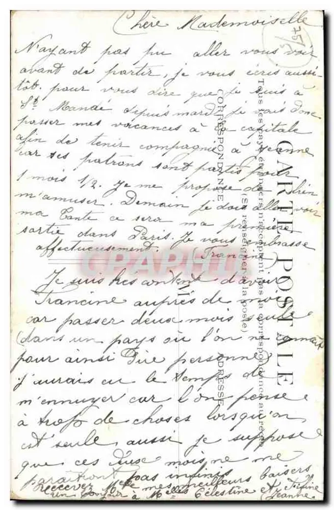 Paris — Praça e Museu de Cluny — Editor não identificado, número de série não visível - Verso