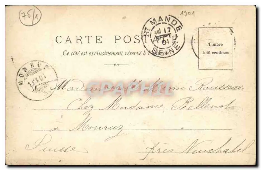 Louvre — Ministério das Colônias — editor desconhecido, número de série não visível - Verso