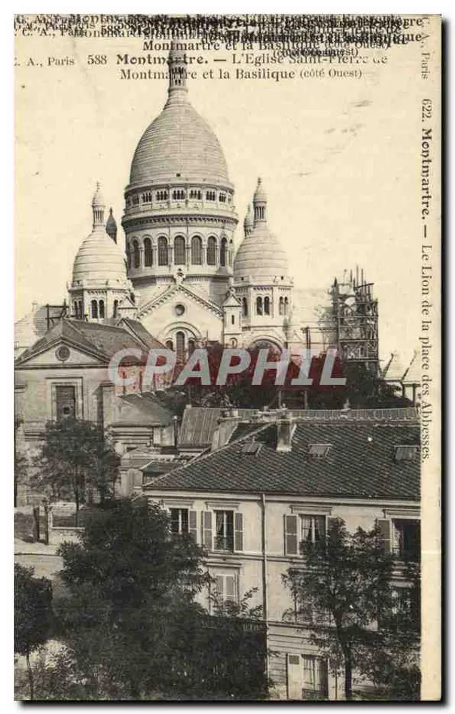 Montmartre — La Iglesia de San Pedro (lado Oeste) — L.A., París 588 - Anverso