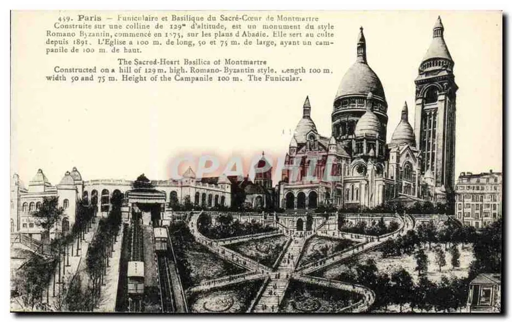 Paris — Seilbahn und Basilika des Heiligen Herzens von Montmartre — Verlag: La Côte, Paris - Vorderseite