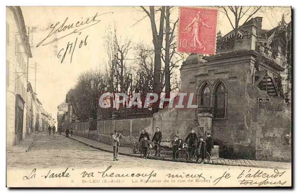 Saint-Leu (S.-&-O.) — La Fontaine de la rue de Boissy — éditeur : S. & O. (imprimé sur la carte) - Vorderseite