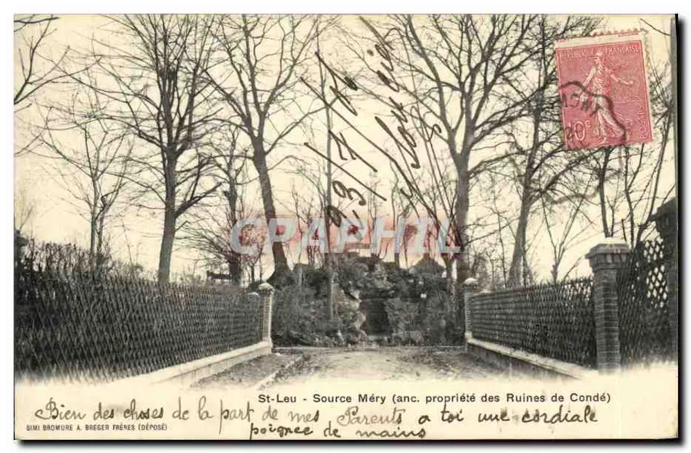 St-Lau - Source Méry (ehemalige Eigentümer der Ruinen von Condé) — Ansicht eines Weges, gesäumt von nackten Bäumen — Verlag SIMI BROMURE & BREGER FRÈRES (DEPOSÉ) - Vorderseite
