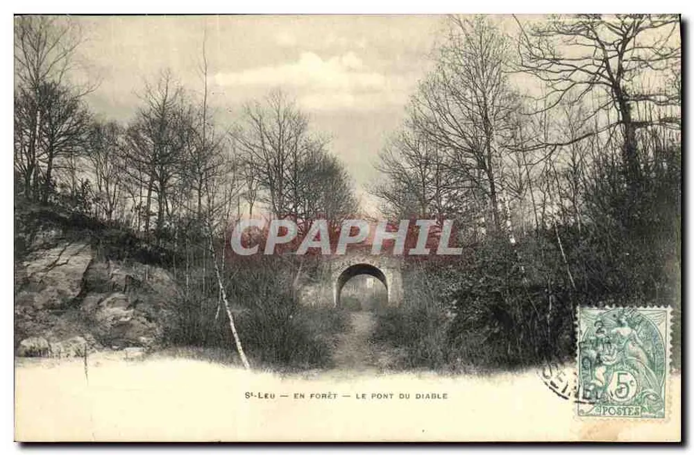 St-Leu-en-Forêt — O Ponte do Diabo — Fototipia em Bruges (Paris) - Frente