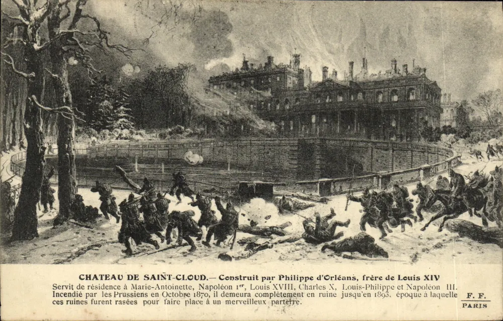 Schloss Saint-Cloud — Brand von 1870 — F.F. Paris - Vorderseite