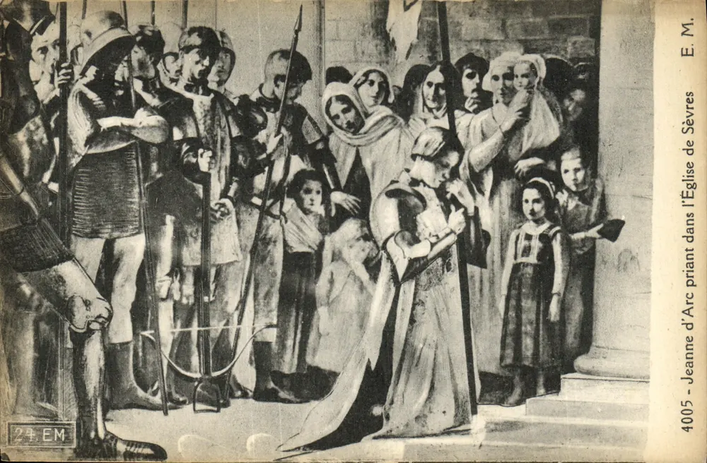 Jeanne d'Arc betend in der Kirche von Sévres — E. M. — Nr. 4005 - Vorderseite