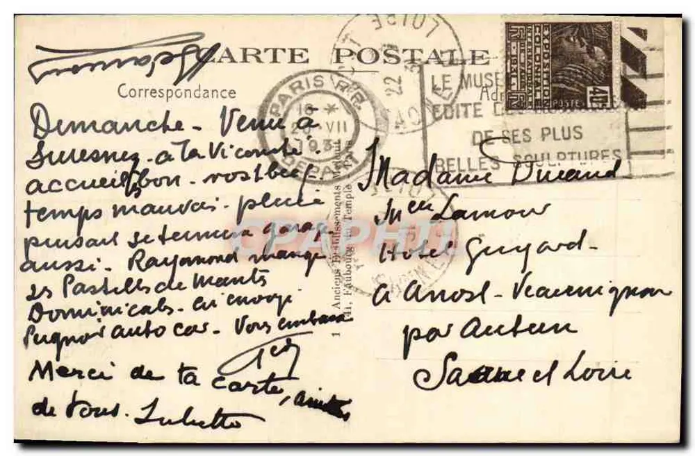 Suresnes — Os bordos do rio Sena — E. M. n°338 - Verso