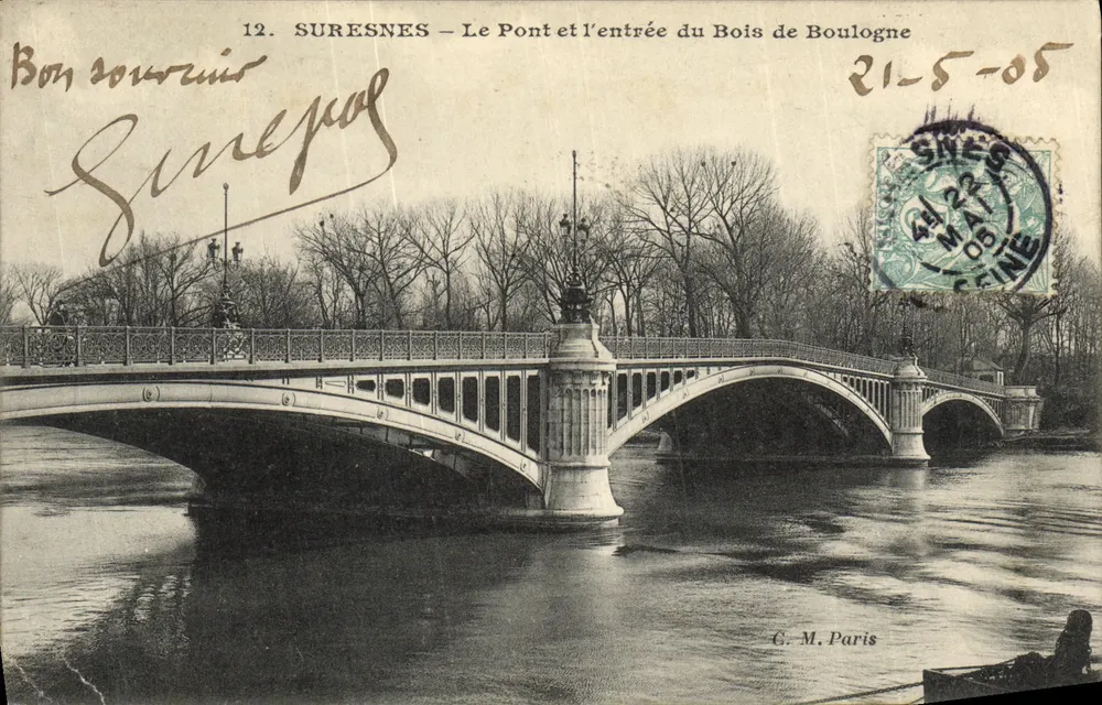 Suresnes — Der Brücke und der Eingang zum Bois de Boulogne — C. M. Paris - Vorderseite