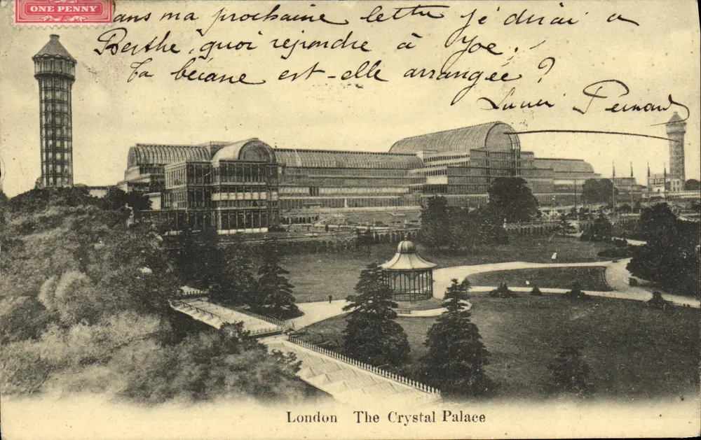 Londres — O Palácio de Cristal — editor não identificado, número de série não visível - Frente