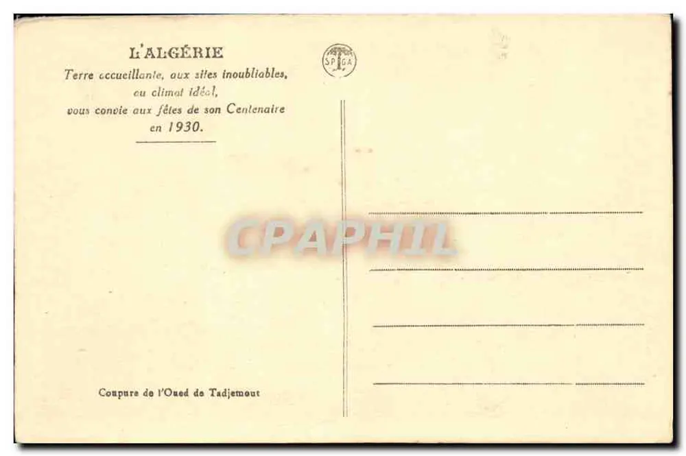 Argélia — paisagem desértica com palmeiras e montanhas — Capa do Oued de Tadjemout - Verso