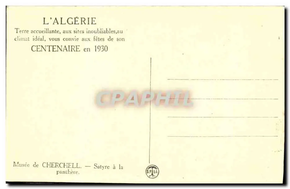 Satiro com pantera — Museu de Cherchell — Editor S. Piga - Verso